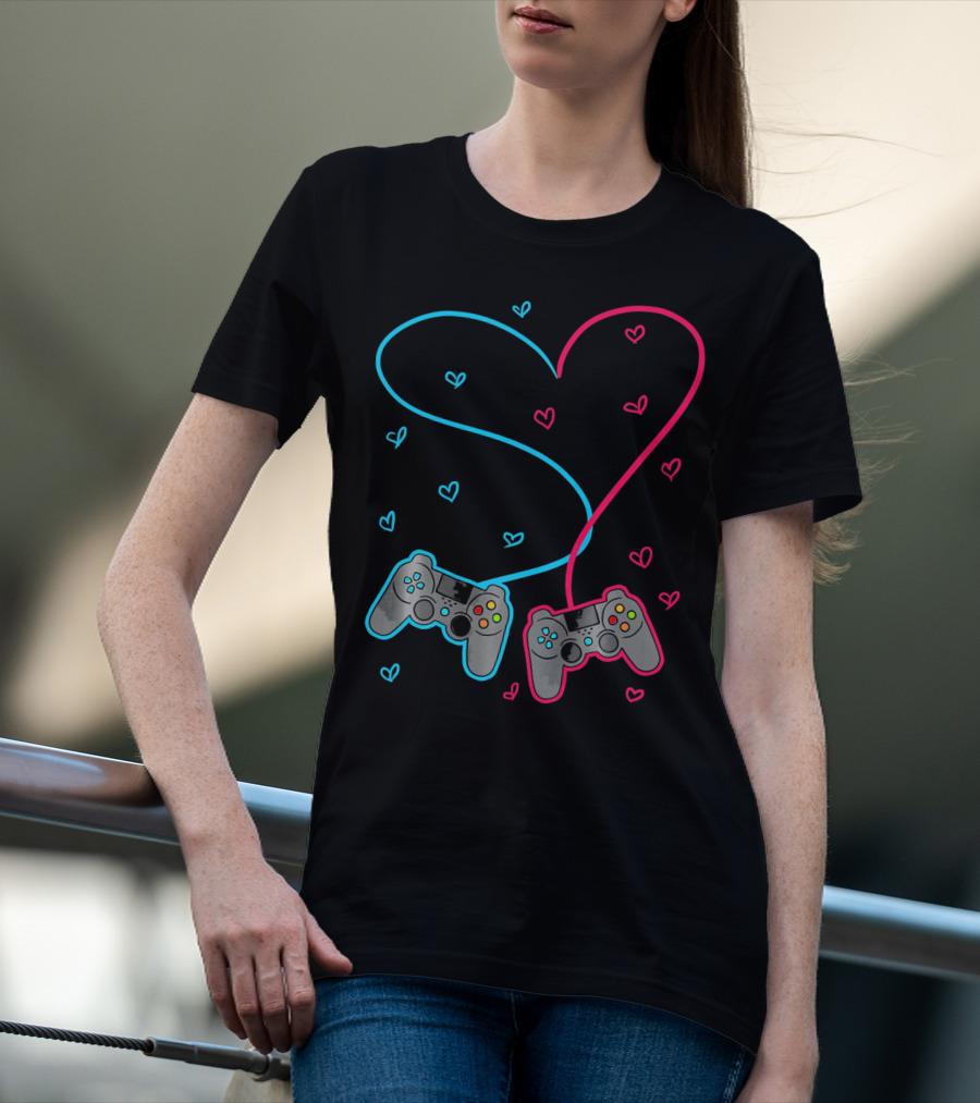 Heart Lovely Hearts Valen Game Controller Love T-Shirt