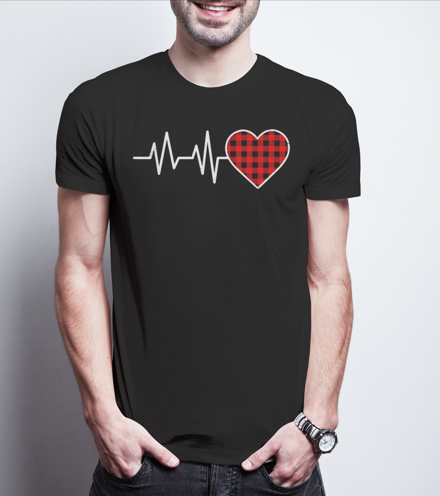 Heartbeat Red Buffalo Plaid Heartbeat T-Shirt
