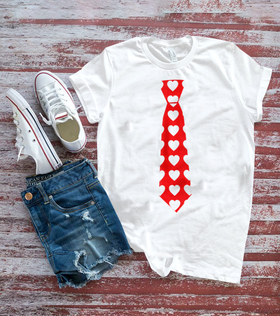 Hearts Pattern Necktie Valentine Love T-Shirt
