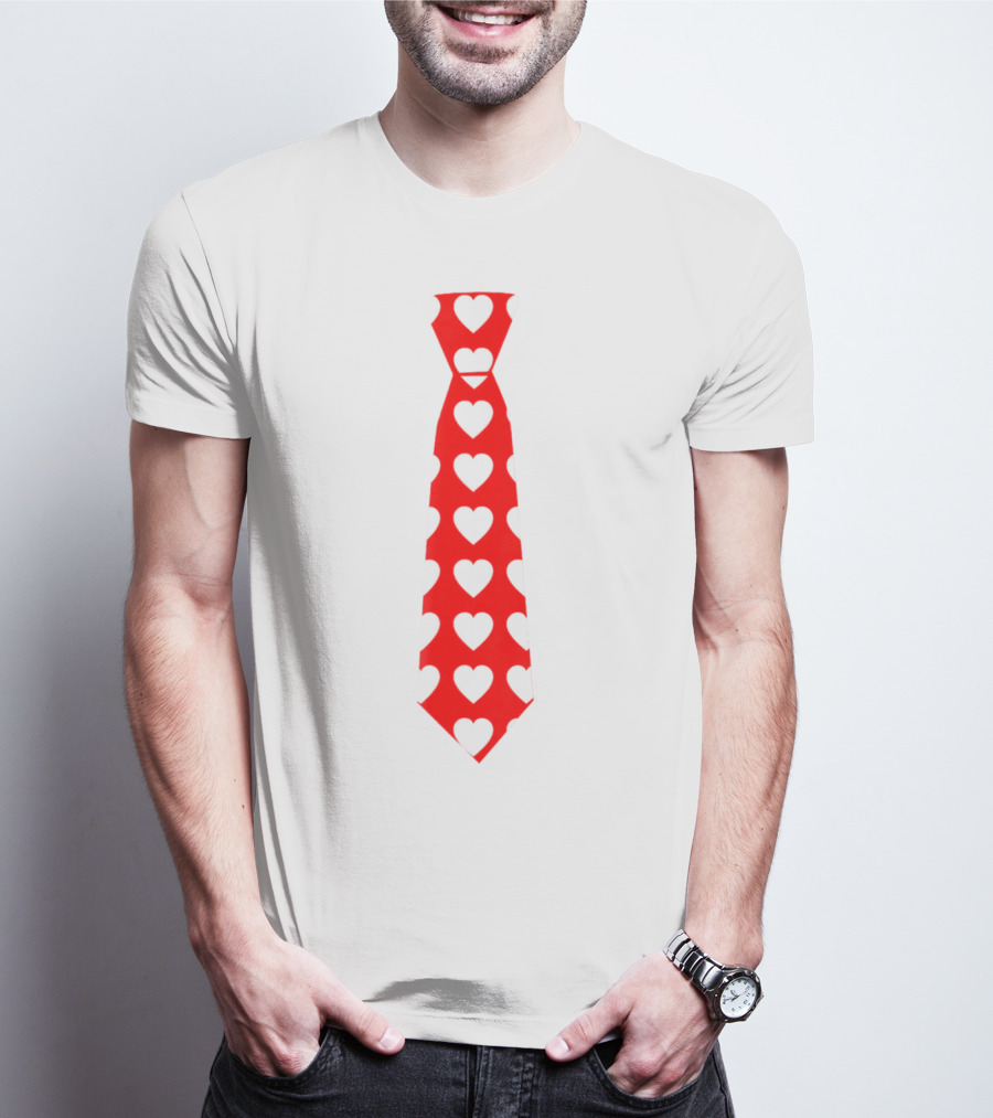 Hearts Pattern Necktie Valentine Love T-Shirt