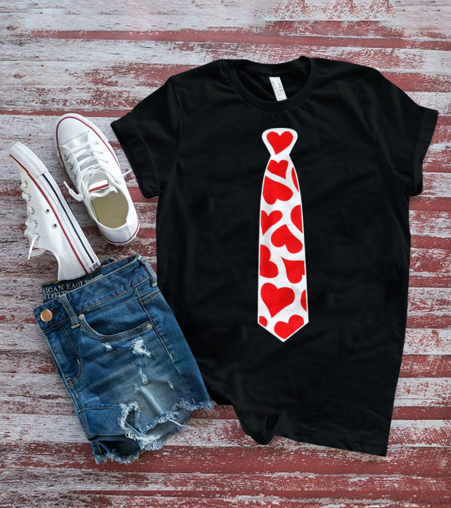 Hearts Tie Valentines Day Red Heart T-Shirt