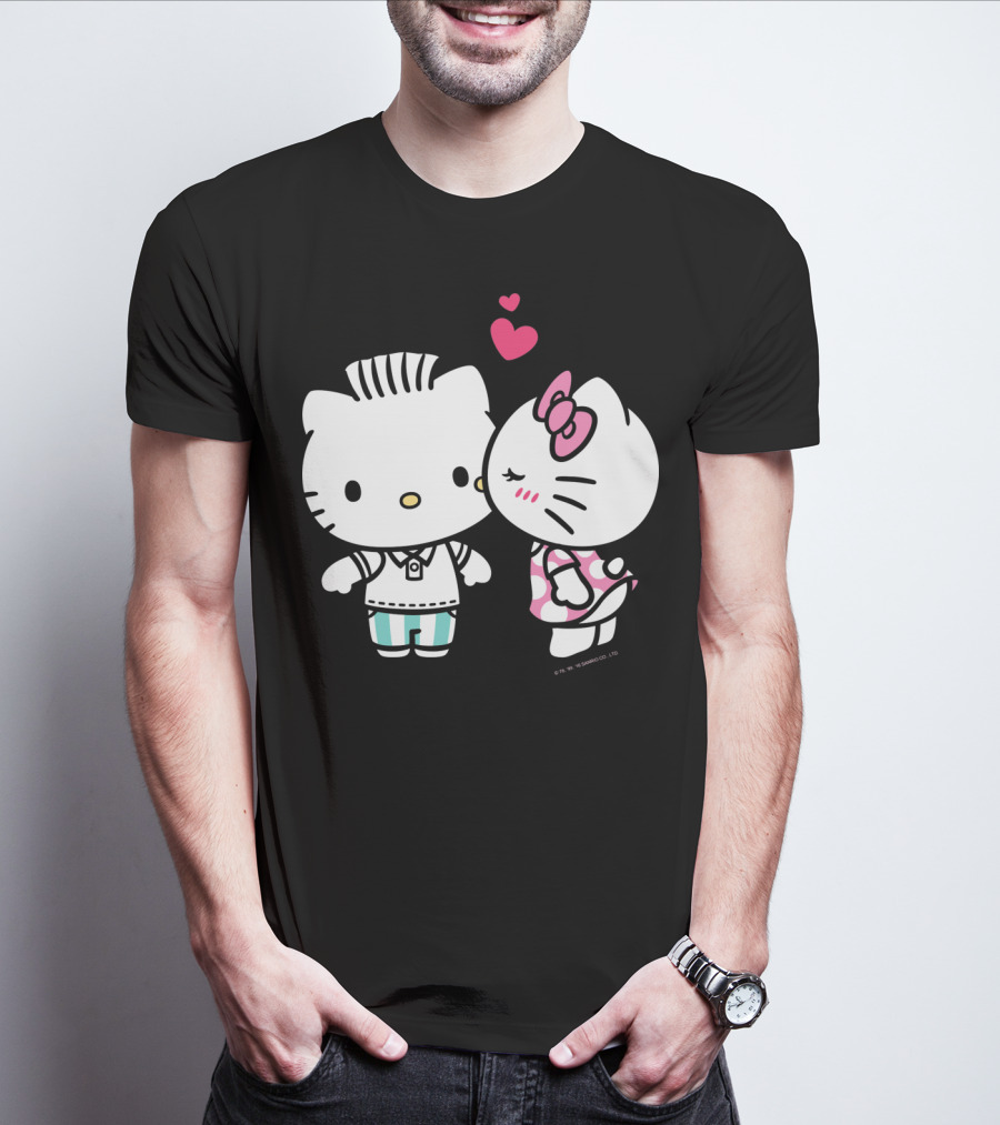 Hello Kitty And Dear Daniel With Hearts And Kiss For Valentine's Day T-Shirt