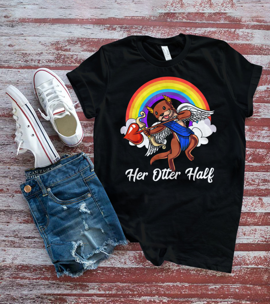 Her Otter Half Cupid Rainbow Valentine's Match T-Shirt