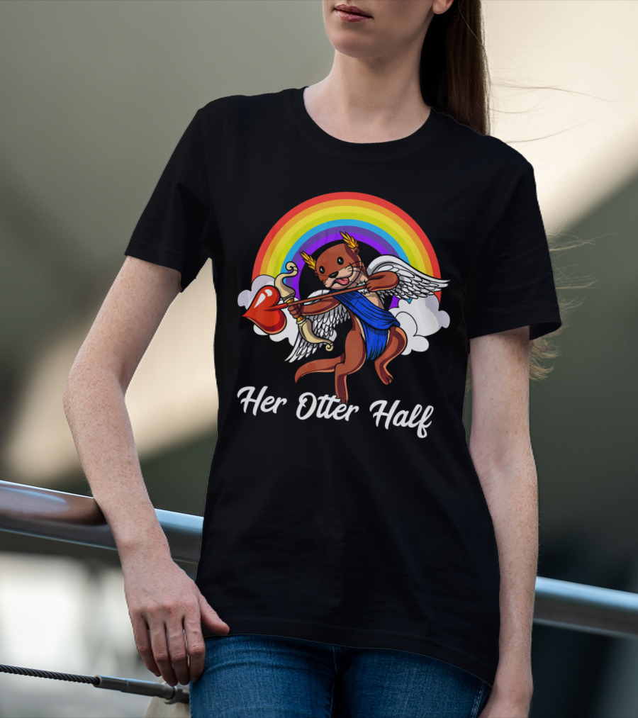 Her Otter Half Cupid Rainbow Valentine's Match T-Shirt