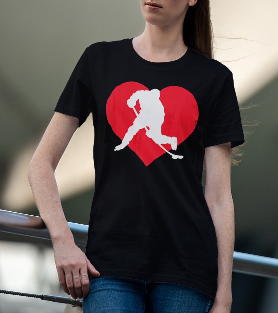 Valentine's Day Hockey Lover Heart T-Shirt
