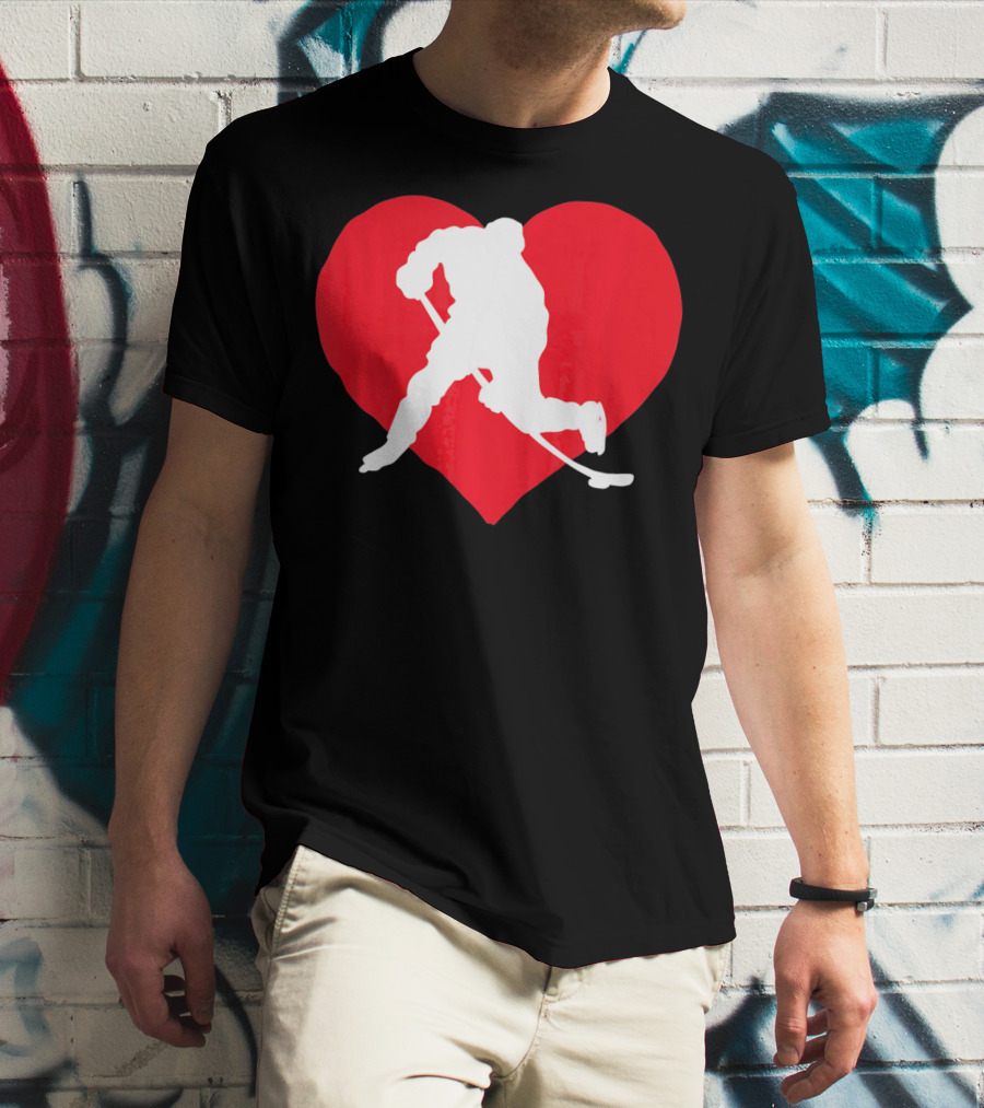 Valentine's Day Hockey Lover Heart T-Shirt
