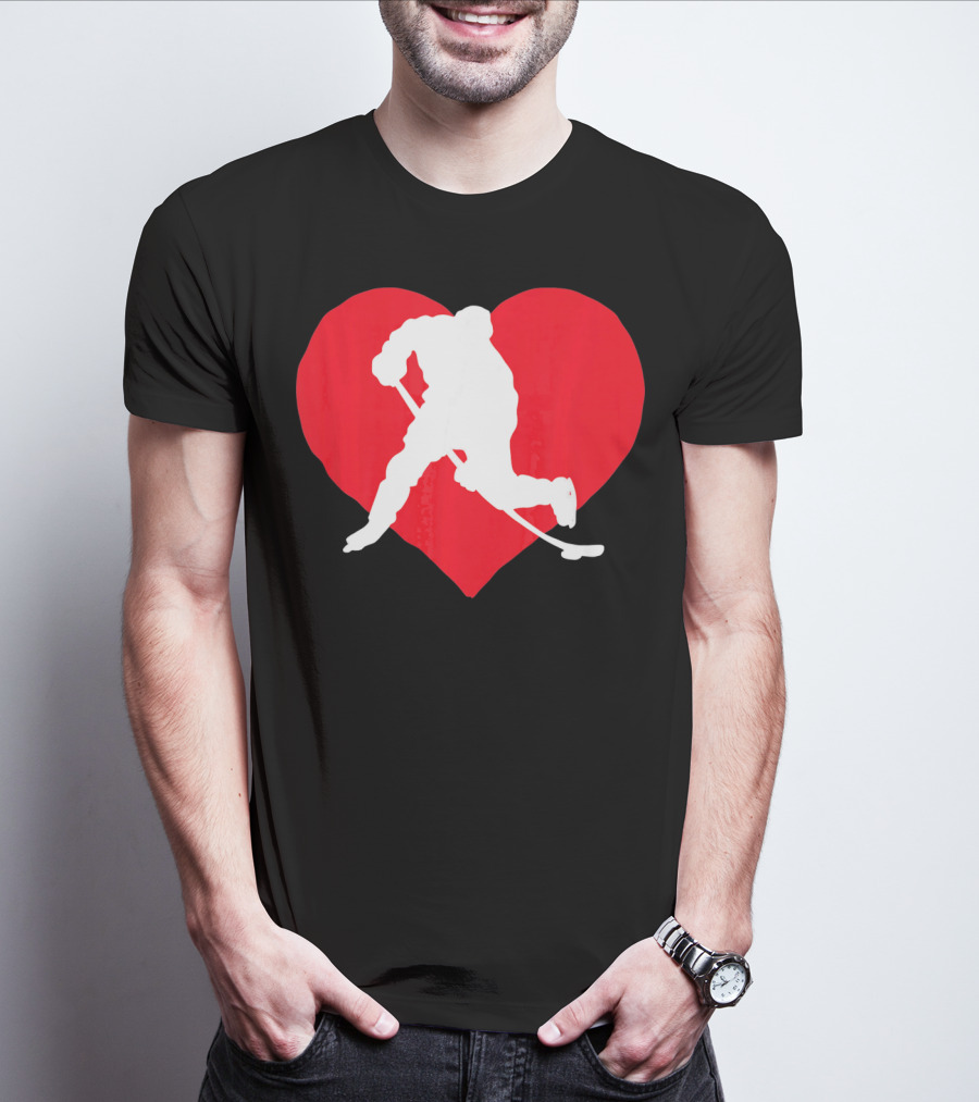 Valentine's Day Hockey Lover Heart T-Shirt