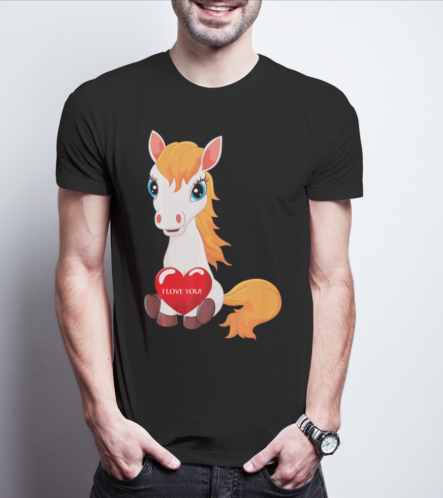 Horse With Heart Saying I Love You Valentine T-Shirt