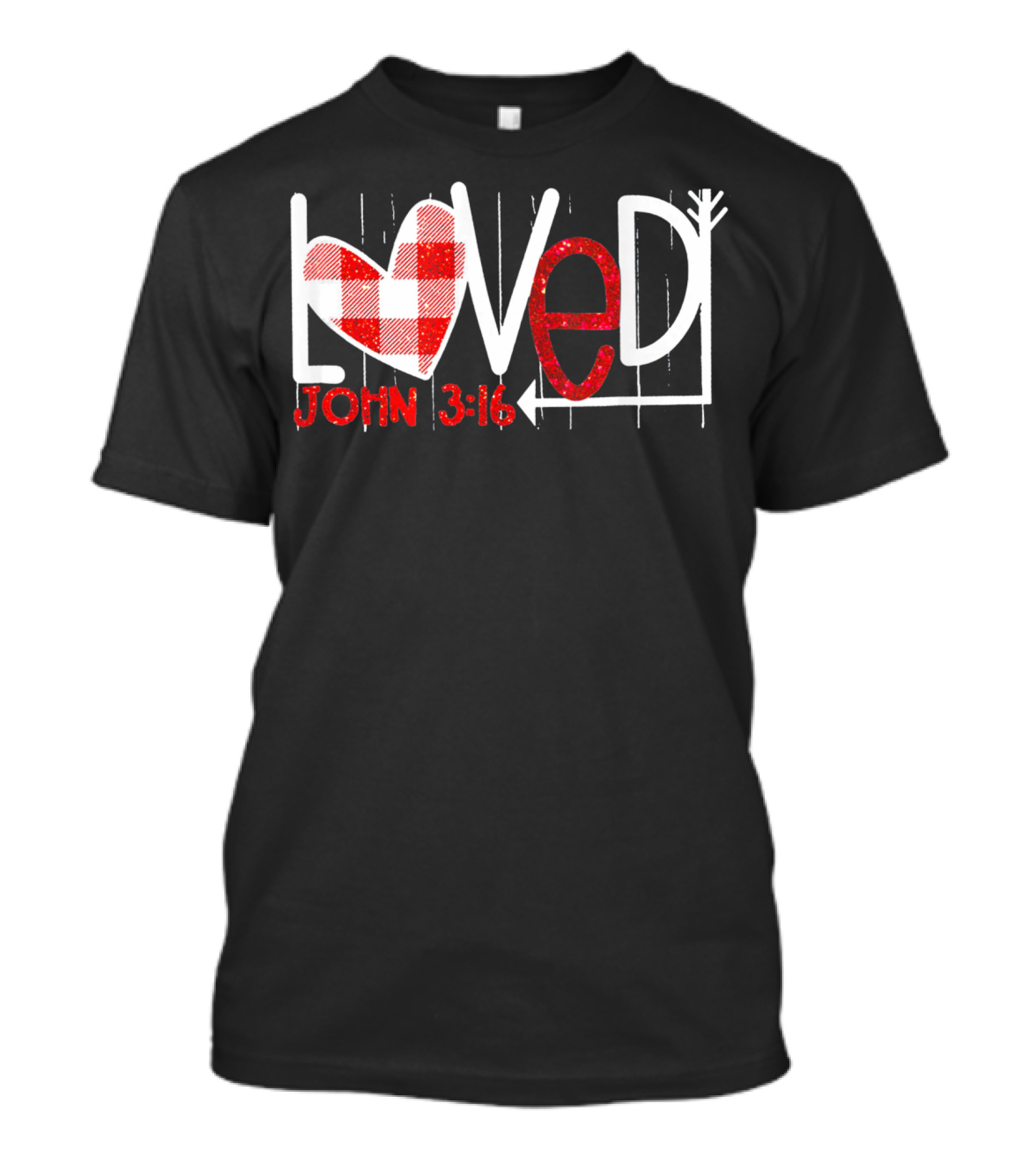 Loved John 3:16 Heart Checkered Arrow T-Shirt
