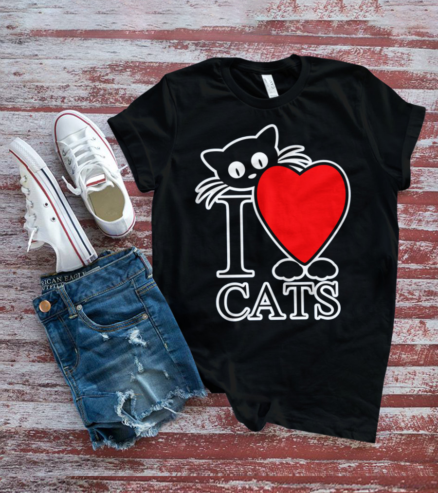 I Love Cats Valentines Day Cat Lover T-Shirt