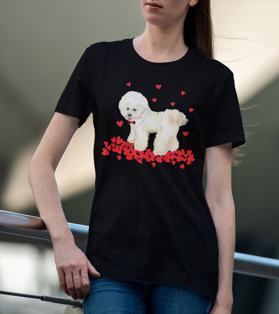 I Love My Bichon Frise Surrounded By Red Hearts Valentine's Day T-Shirt
