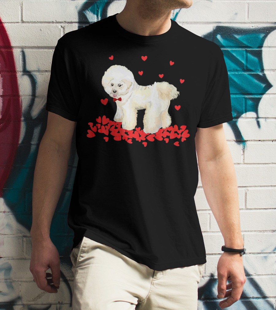 I Love My Bichon Frise Surrounded By Red Hearts Valentine's Day T-Shirt