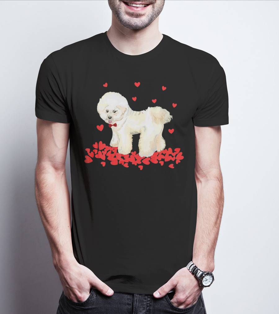 I Love My Bichon Frise Surrounded By Red Hearts Valentine's Day T-Shirt