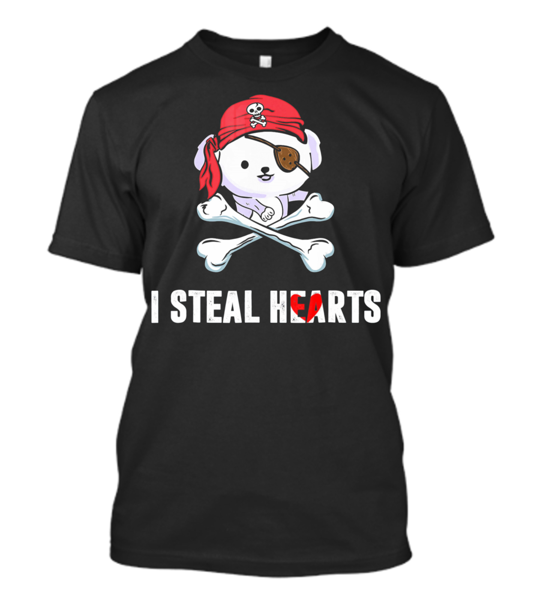 I Steal Hearts Bichon Frise Pirate With Eye Patch And Crossbones T-Shirt