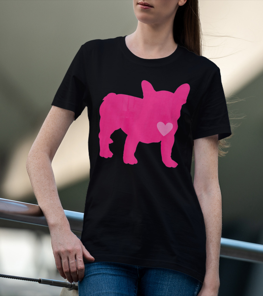 Ition Frenchie Pink Heart Valentine T-Shirt