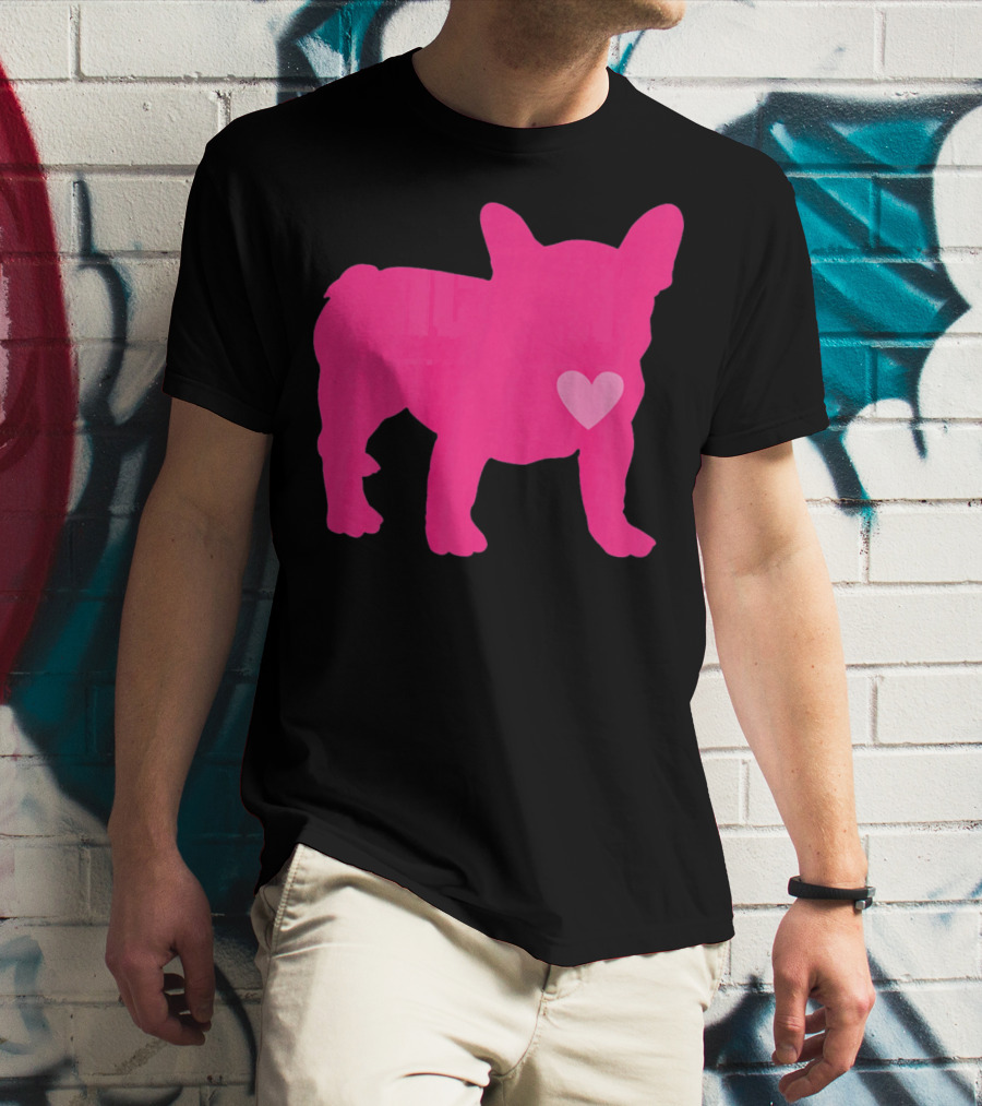 Ition Frenchie Pink Heart Valentine T-Shirt
