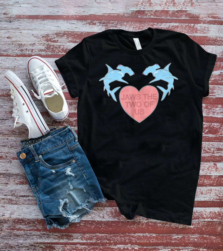 Jaws The Two Of Us Valentines Heart With Hammerhead Sharks T-Shirt