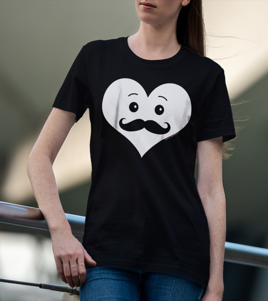 Kids Cute Smiley Heart Mustache Valentine T-Shirt