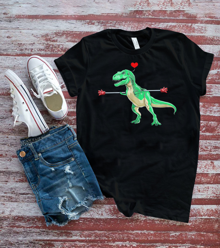 Kids Valentines Day Dinosaur Heart Arms Love T-Shirt