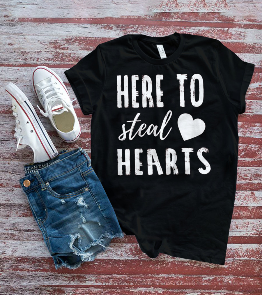 Here To Steal Hearts Kids Valentines Day T-Shirt