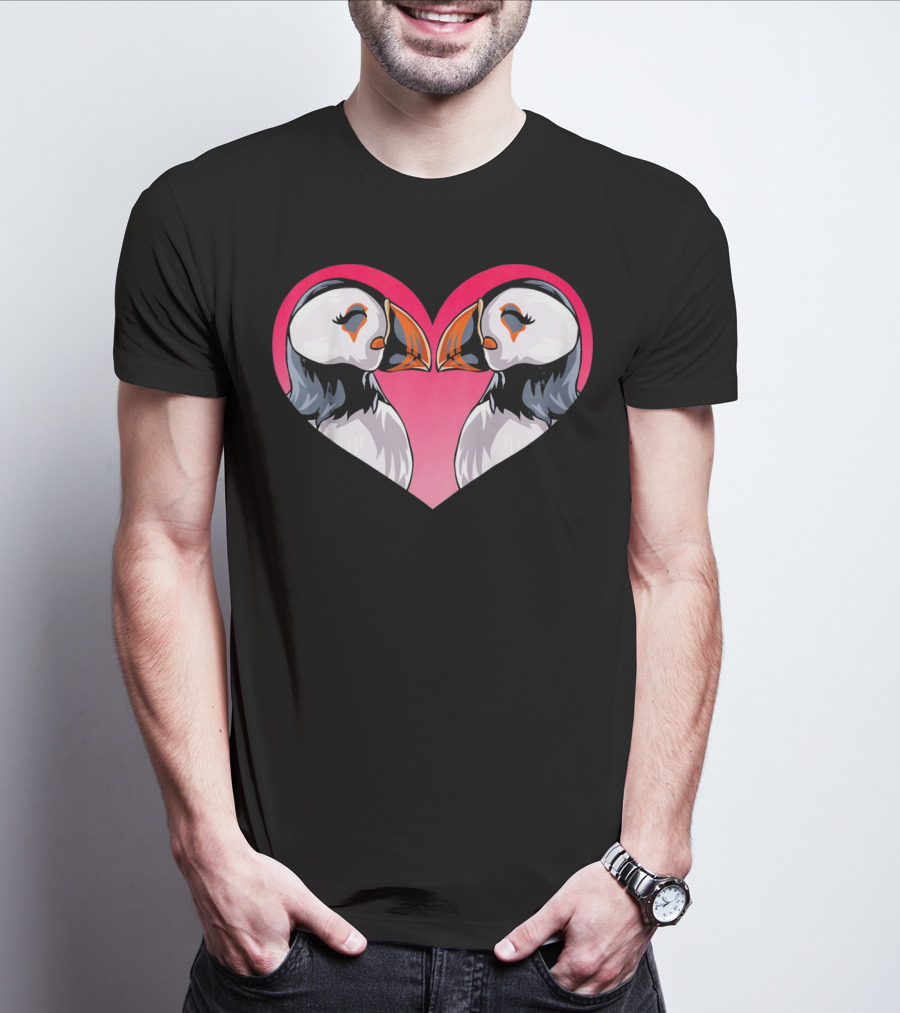 Valentines Day Puffin Heart Kids T-Shirt