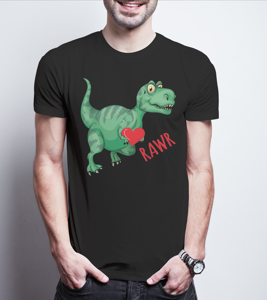 Kids Valentines Day Toddler Dinosaur Holding Heart Rawr T-Shirt