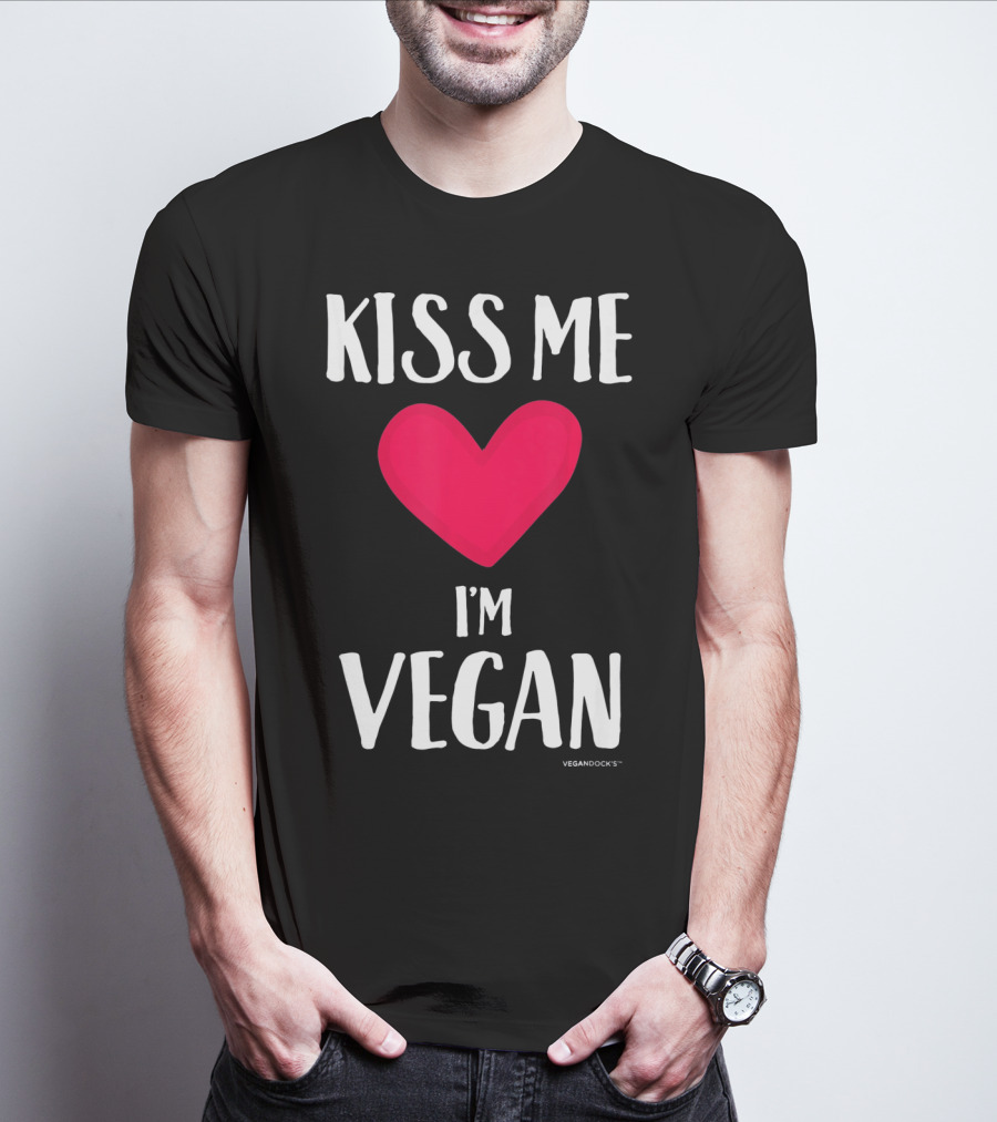 Kiss Me I'm Vegan Heart Valentine's Day Vegandocks T-Shirt