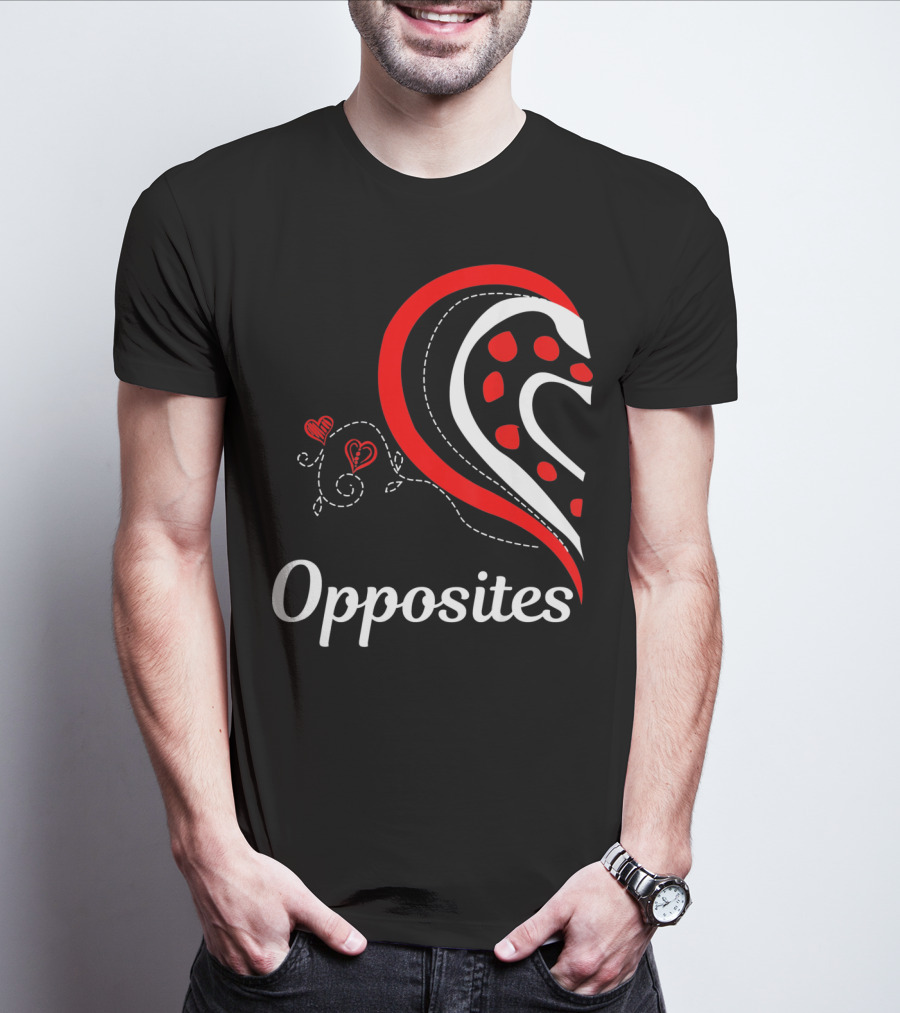 Opposites Attract Matching Couples Heart T-Shirt