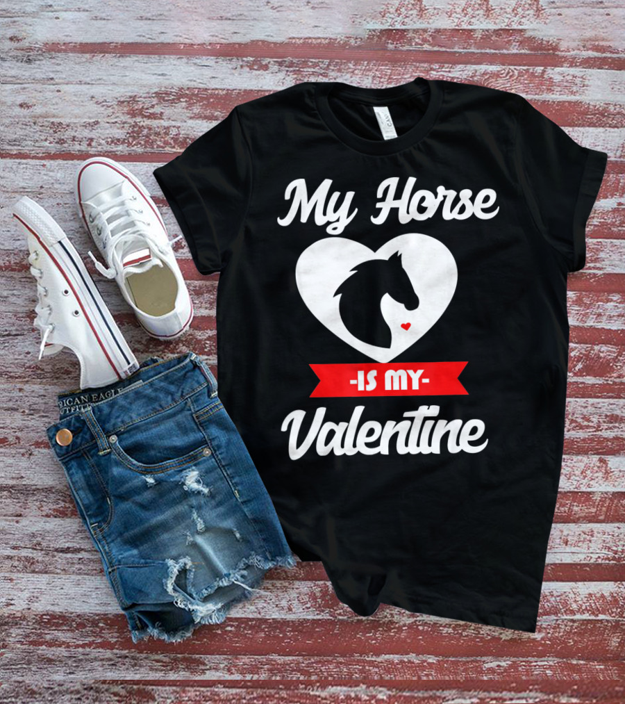 My Horse Is My Valentine Heart Silhouette Cowgirl Cowboy T-Shirt
