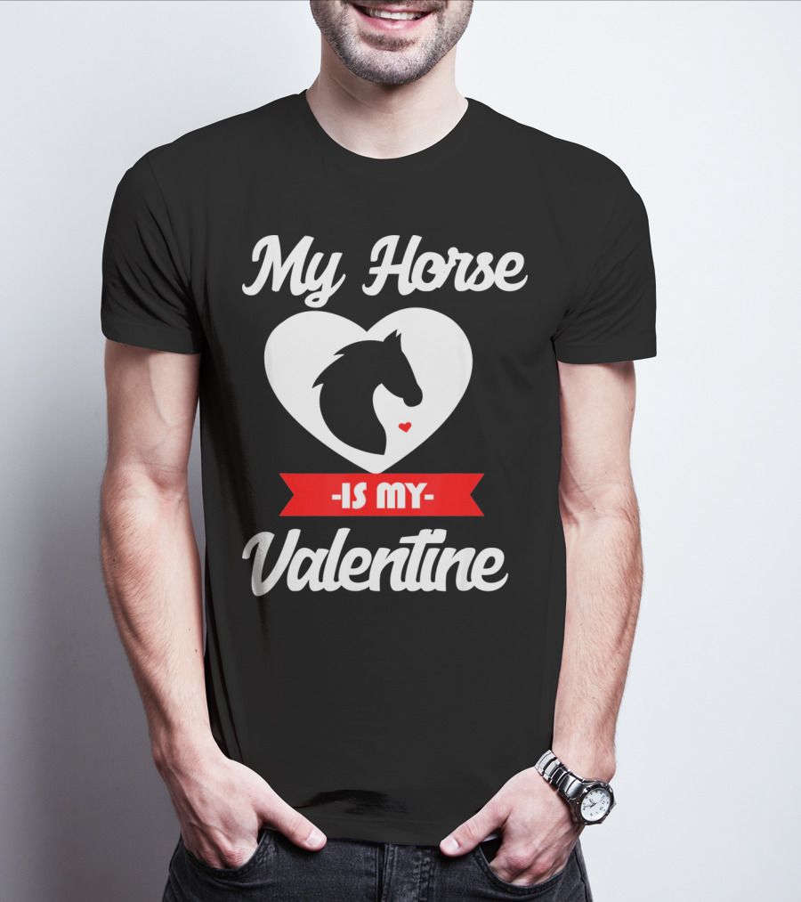 My Horse Is My Valentine Heart Silhouette Cowgirl Cowboy T-Shirt