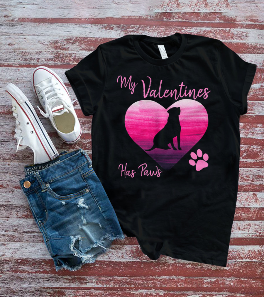 My Valentines Has Paws Labrador Retriever Dog Valentine's Day T-Shirt