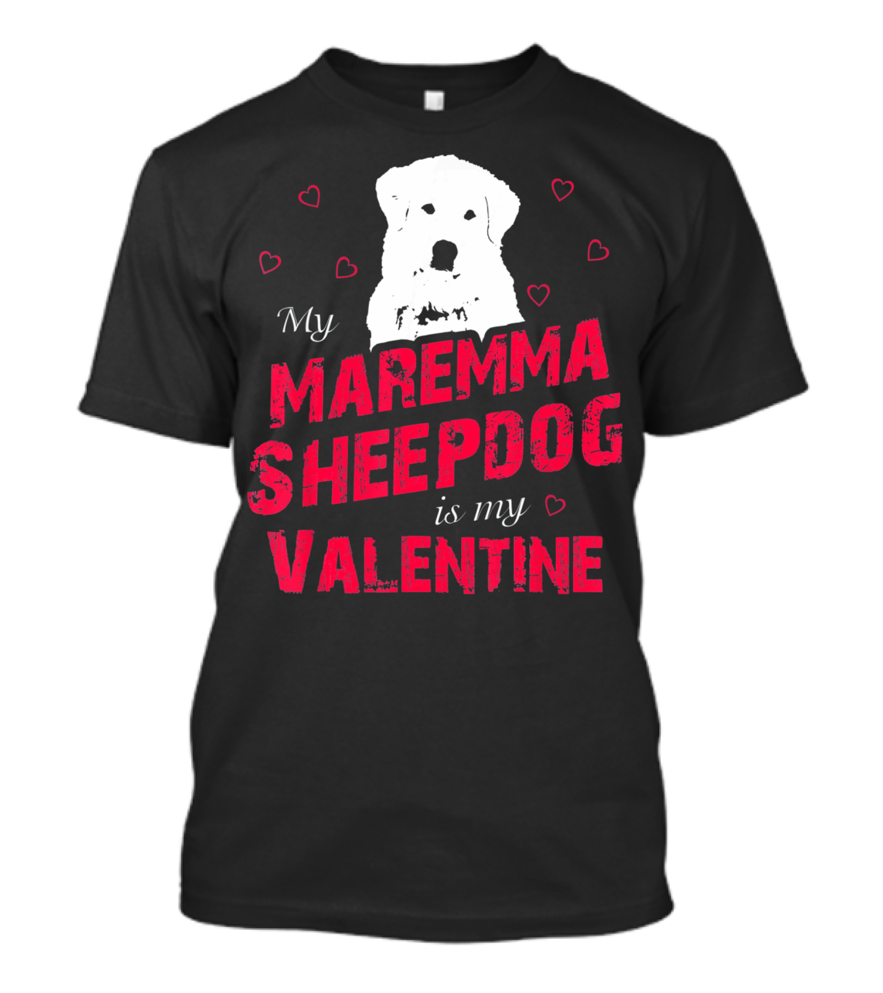 Maremma Sheepdog Valentine Love With Heart Accents T-Shirt