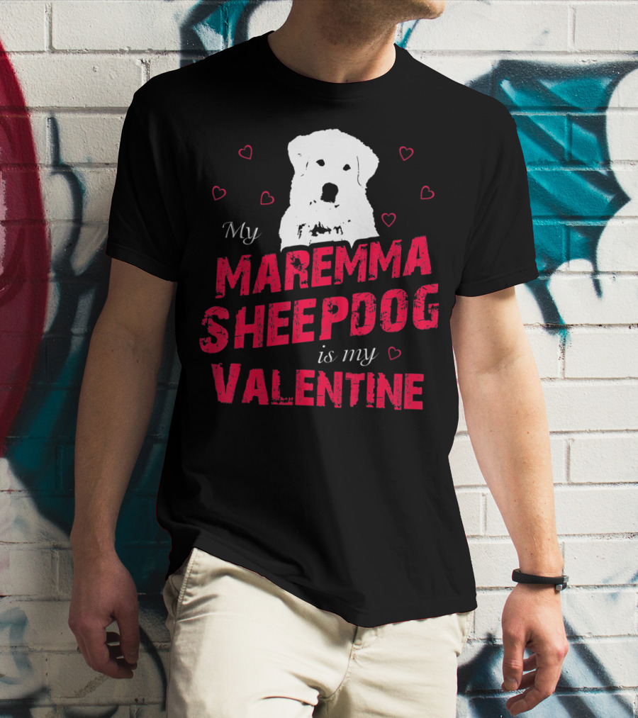 Maremma Sheepdog Valentine Love With Heart Accents T-Shirt