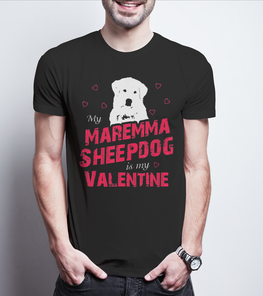 Maremma Sheepdog Valentine Love With Heart Accents T-Shirt