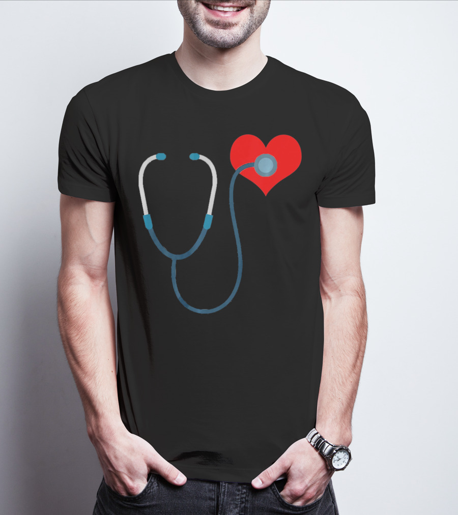 Nurse Valentine's Day Heart Stethoscope T-Shirt