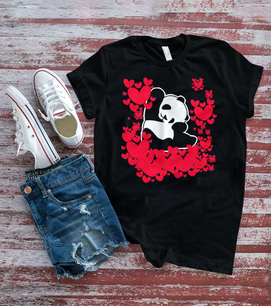 Panda Love Valentines Day Cute Heart Panda Valentines Day T-Shirt