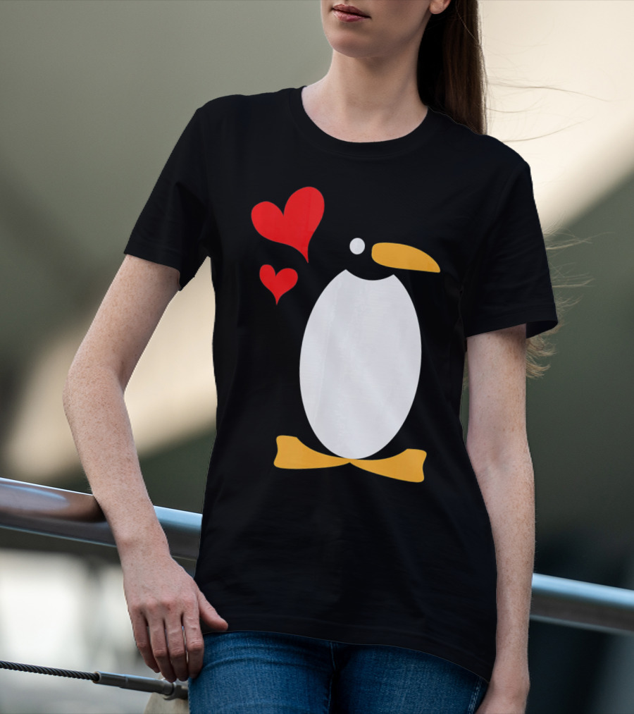 Penguin With Red Hearts T-Shirt