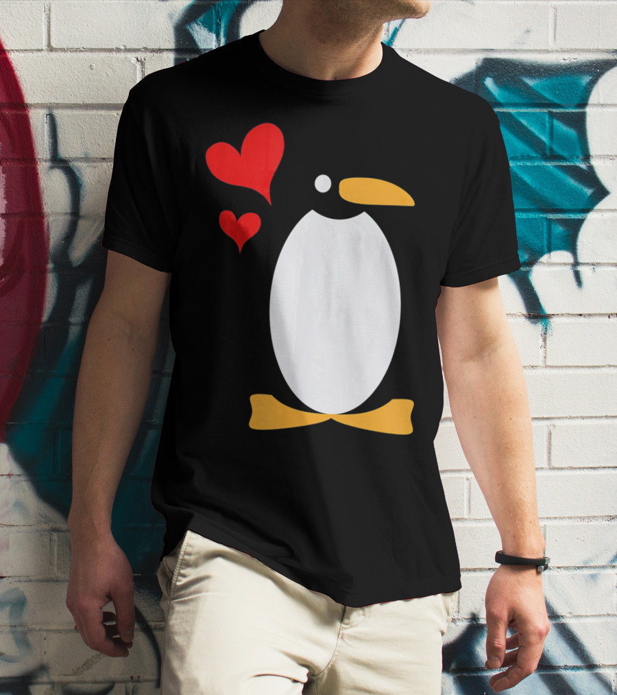 Penguin With Red Hearts T-Shirt