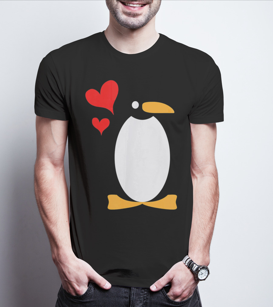 Penguin With Red Hearts T-Shirt