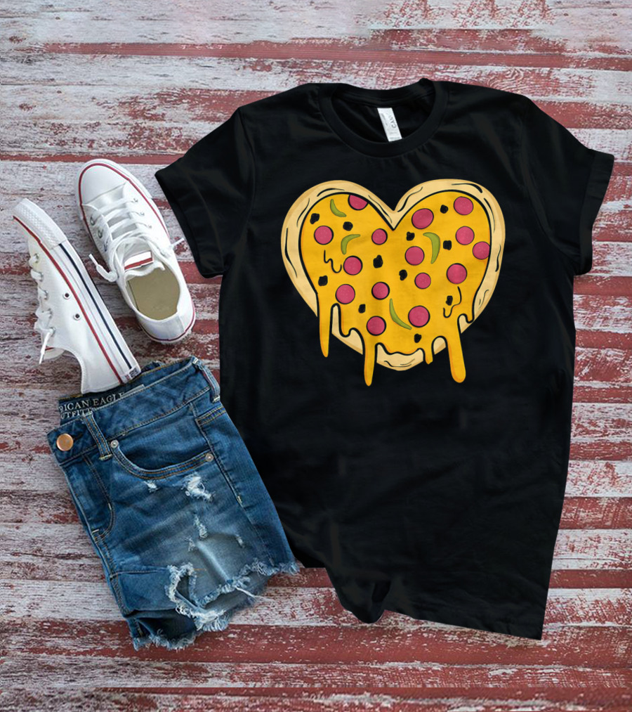 Pepperoni Pizza Heart Valentine's Day T-Shirt