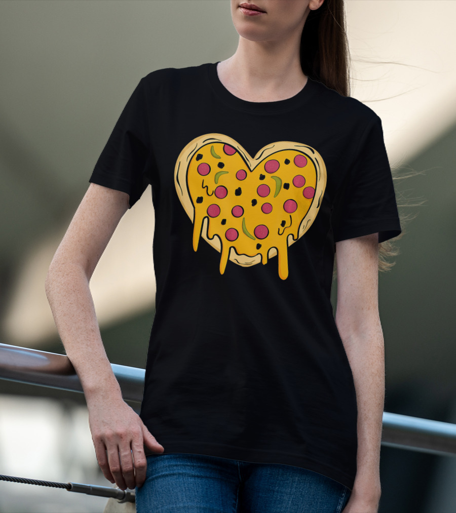 Pepperoni Pizza Heart Valentine's Day T-Shirt