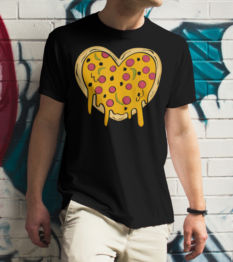 Pepperoni Pizza Heart Valentine's Day T-Shirt