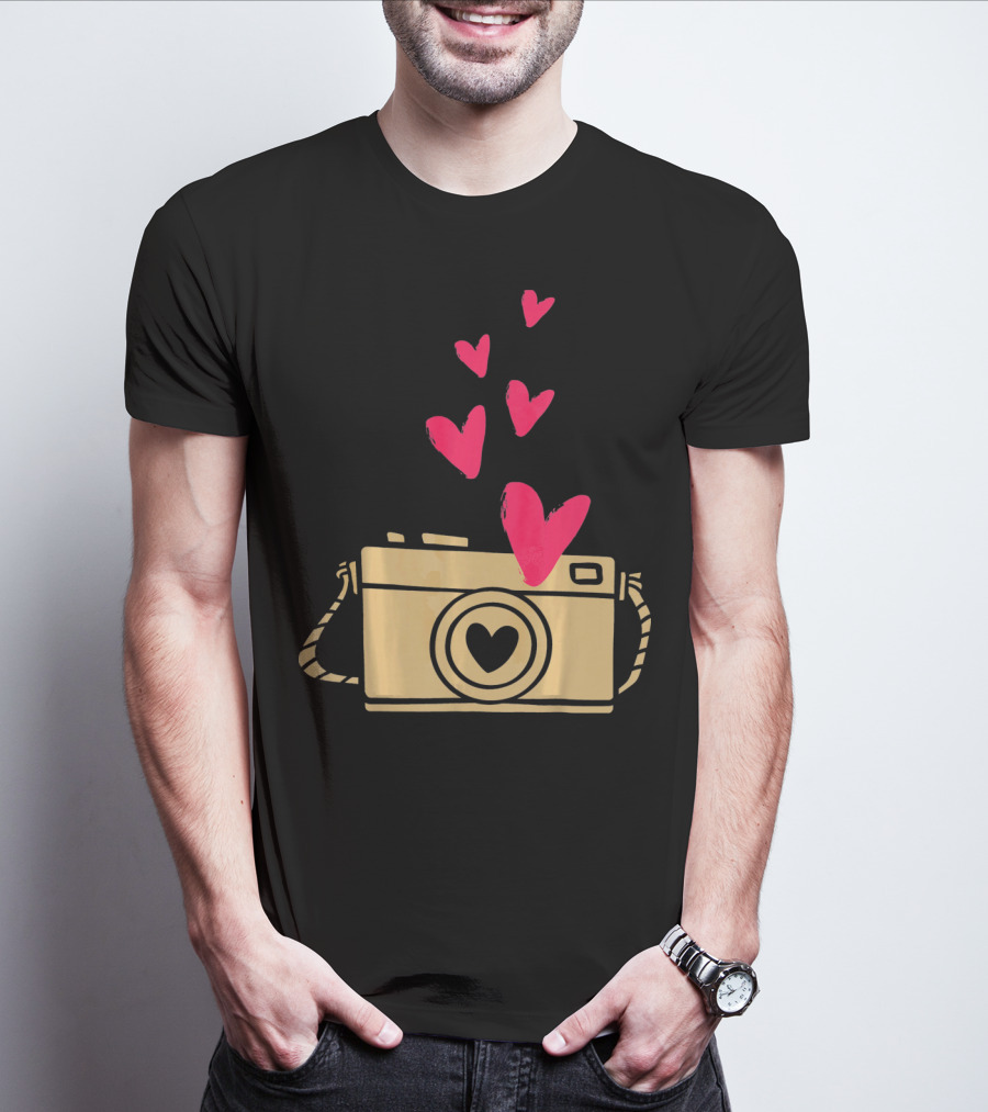 Love Camera Hearts Valentine's Day Photographers T-Shirt