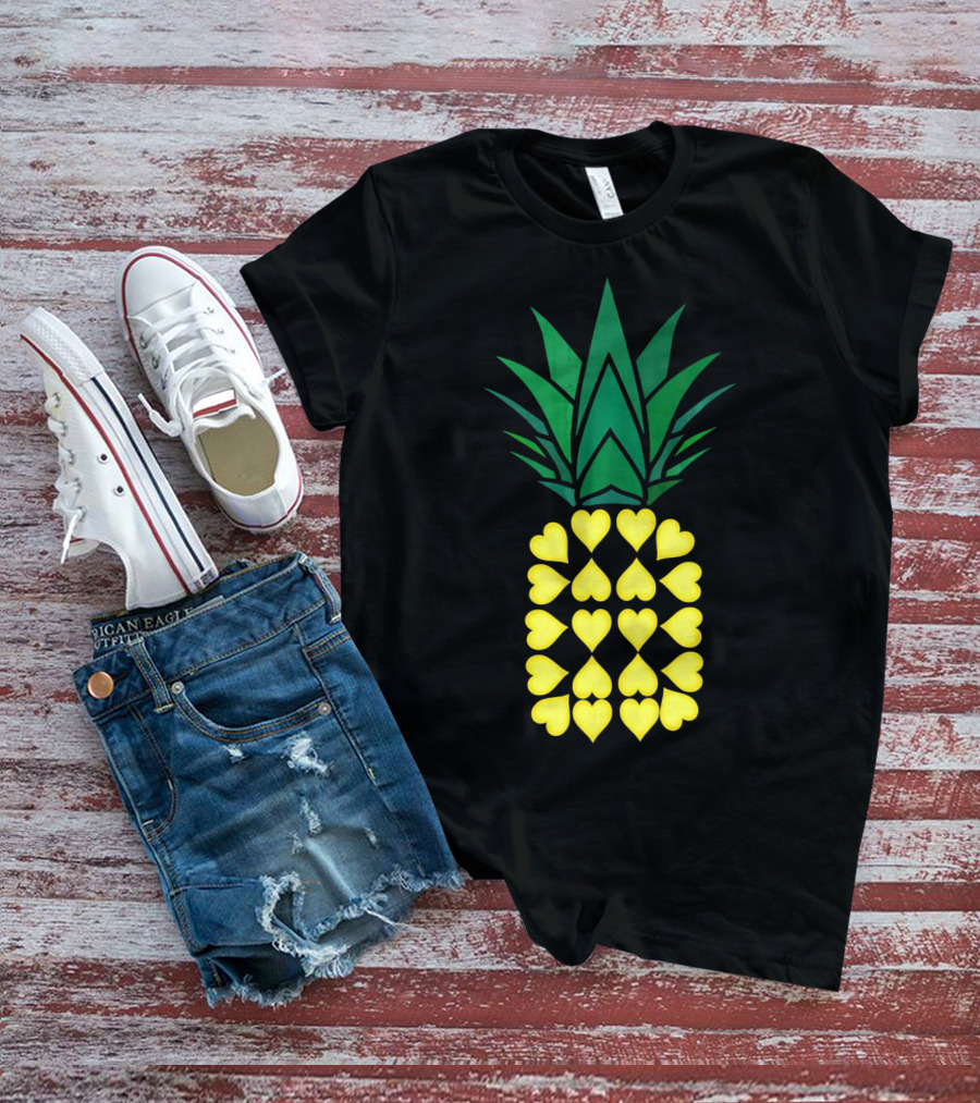 Pineapple Heart Pattern Valentine Day T-Shirt