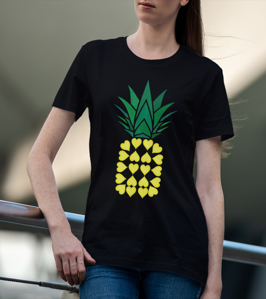 Pineapple Heart Pattern Valentine Day T-Shirt