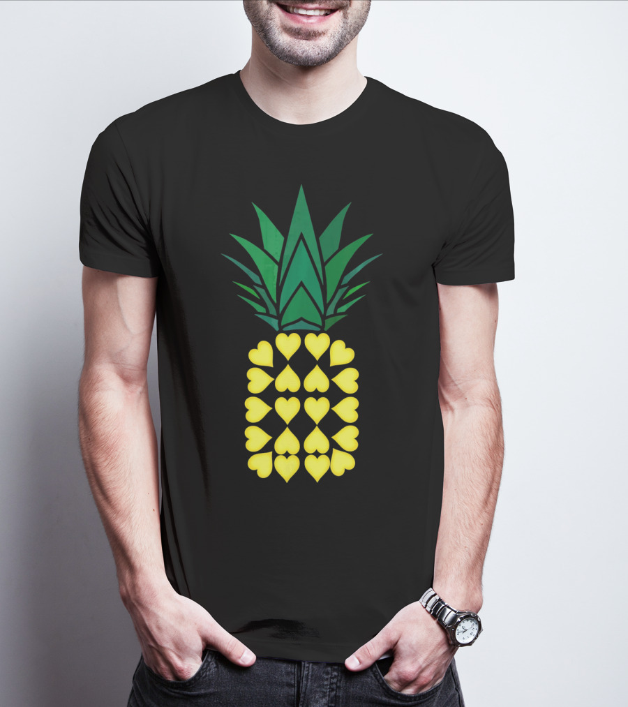 Pineapple Heart Pattern Valentine Day T-Shirt