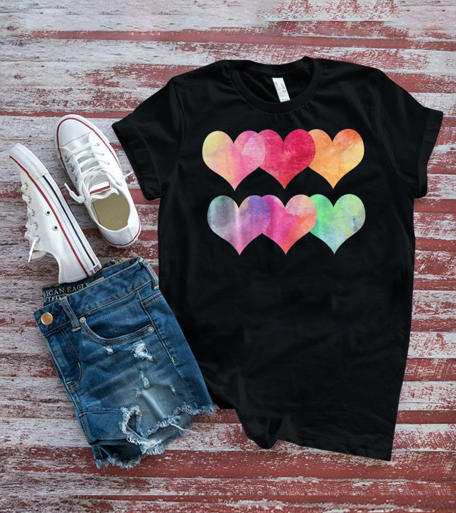 Adorable Pastel Hearts Valentines Day Love T-Shirt