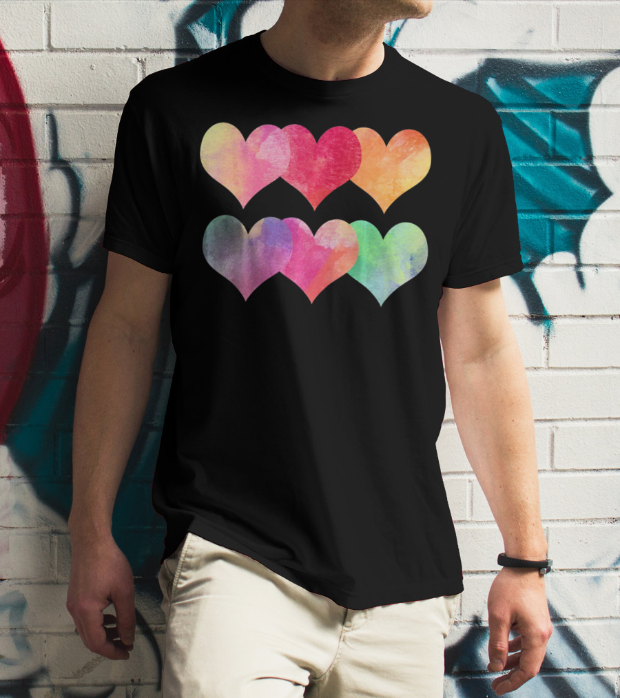 Adorable Pastel Hearts Valentines Day Love T-Shirt