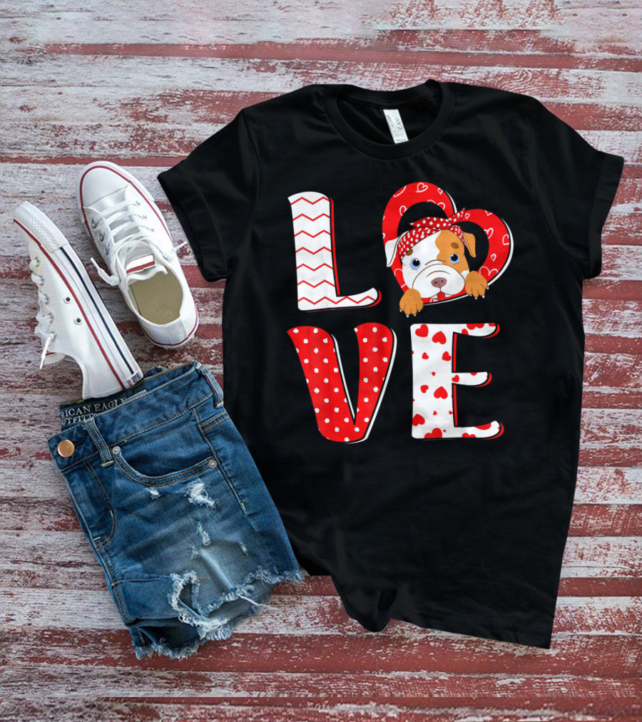LOVE Pittie Mom For Pitbull Dog Lovers T-Shirt
