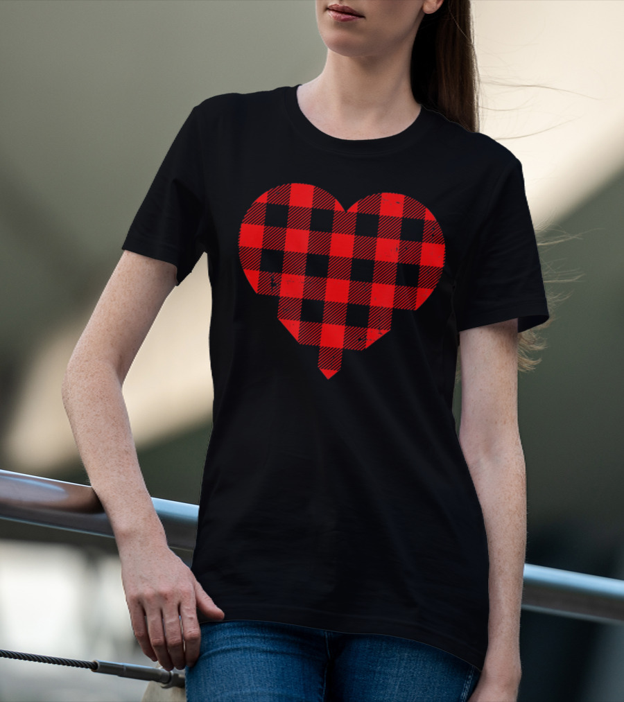 Buffalo Plaid Checkered Heart T-Shirt